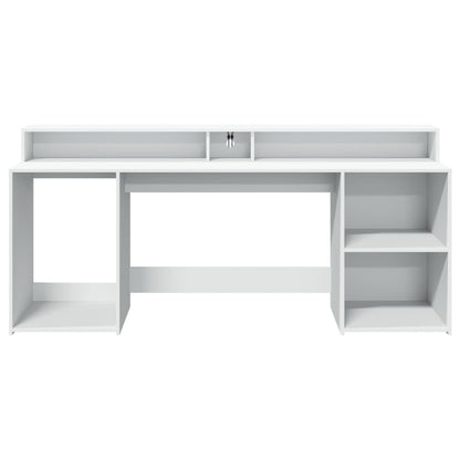 Scrivania con Luci LED Bianca 200x55x91 cm in Truciolato - homemem39