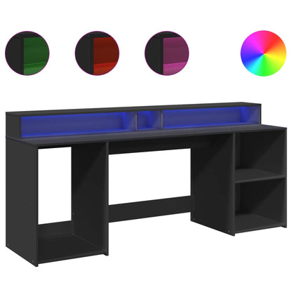 Scrivania con Luci LED Nera 200x55x91 cm in Truciolato - homemem39
