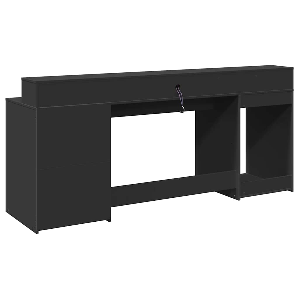 Scrivania con Luci LED Nera 200x55x91 cm in Truciolato | homemem39