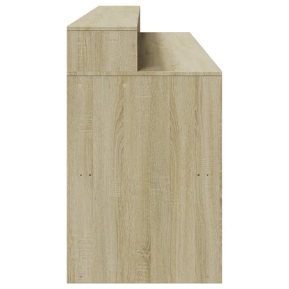 Scrivania con Luci LED Rovere Sonoma 200x55x91cm in Truciolato - homemem39