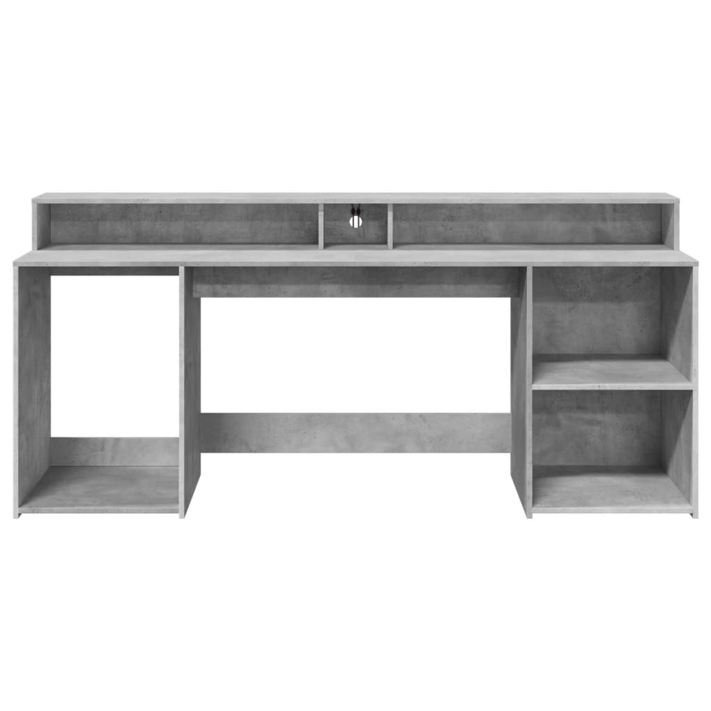Scrivania con Luci LED Grigio Cemento 200x55x91 cm Truciolato - homemem39