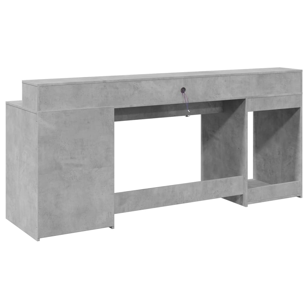 Scrivania con Luci LED Grigio Cemento 200x55x91 cm Truciolato - homemem39