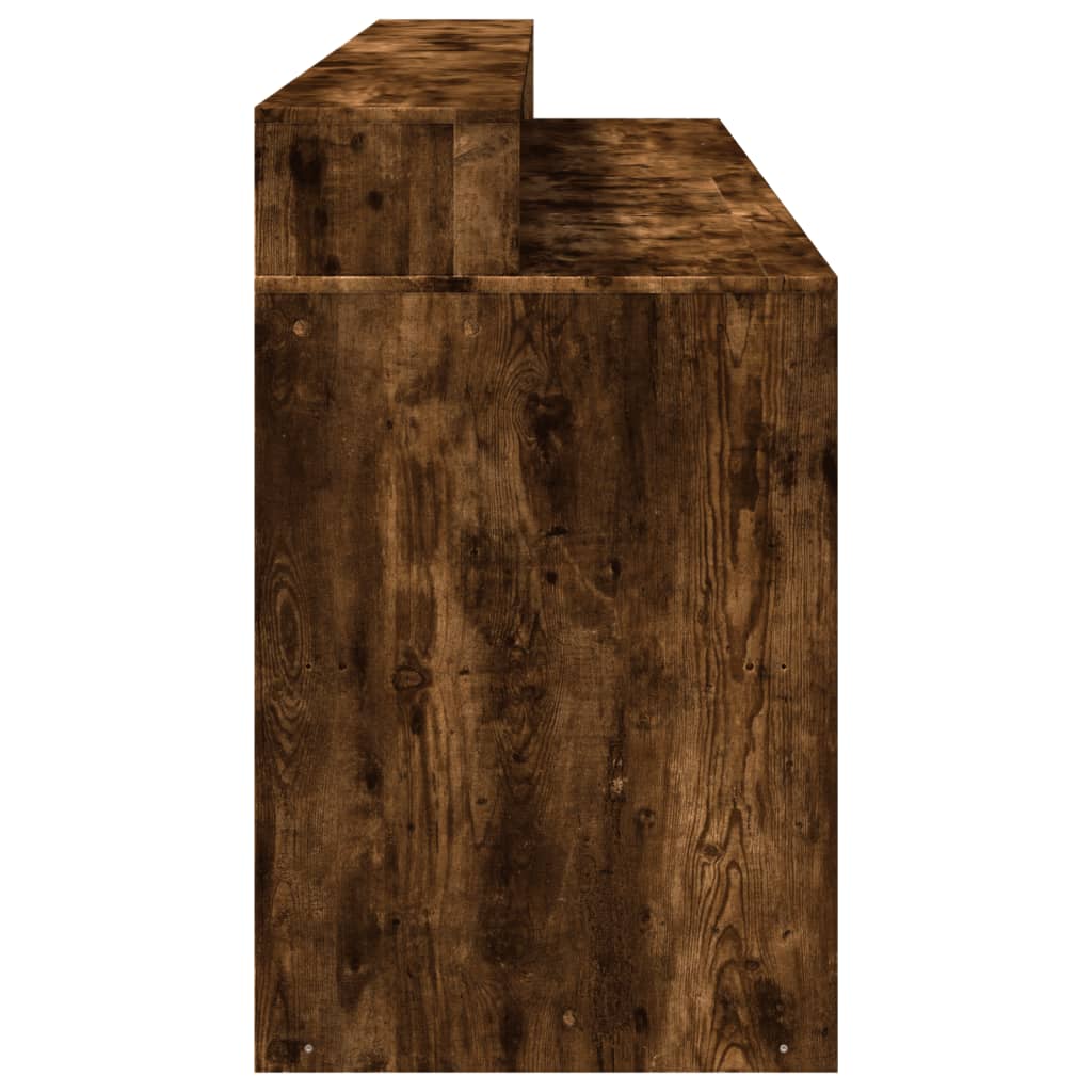 Scrivania con Luci LED Rovere Fumo 200x55x91 cm in Truciolato | homemem39