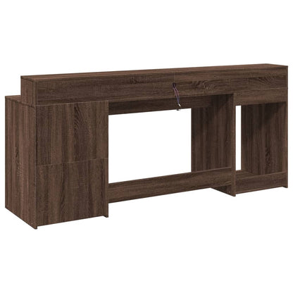 Scrivania con Luci LED Marrone Rovere 200x55x91 cm Truciolato - homemem39