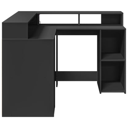 Scrivania con Luci LED Nera 130x130x91 cm in Truciolato - homemem39