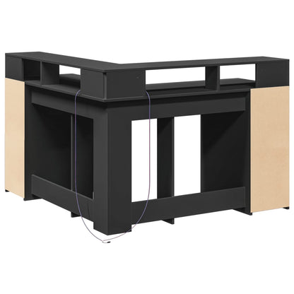 Scrivania con Luci LED Nera 130x130x91 cm in Truciolato - homemem39