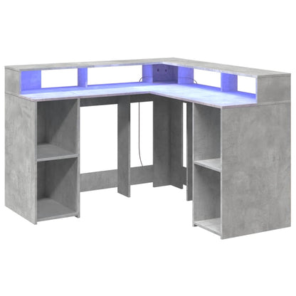 Scrivania con Luci LED Grigio Cemento 130x130x91 cm Multistrato - homemem39