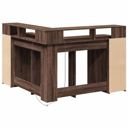 Scrivania con Luci LED Marrone Rovere 130x130x91 cm Truciolato | homemem39