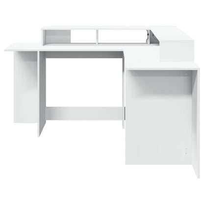 Scrivania con Luci LED Bianca 152x152x91 cm in Truciolato - homemem39