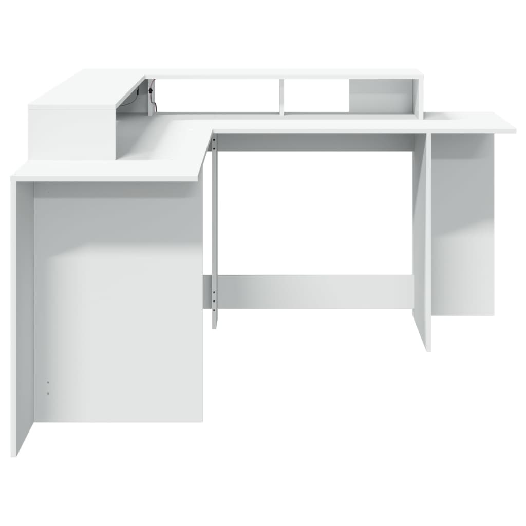 Scrivania con Luci LED Bianca 152x152x91 cm in Truciolato - homemem39