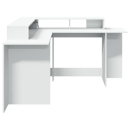 Scrivania con Luci LED Bianca 152x152x91 cm in Truciolato - homemem39
