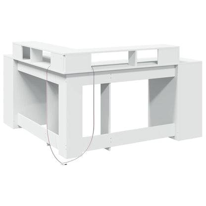 Scrivania con Luci LED Bianca 152x152x91 cm in Truciolato - homemem39