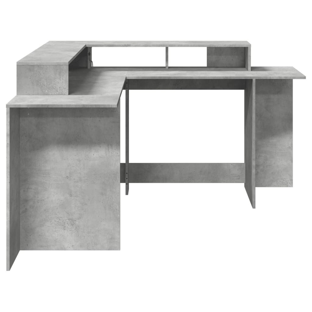 Scrivania con Luci LED Grigio Cemento 152x152x91 cm Truciolato - homemem39