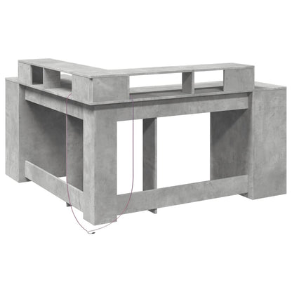 Scrivania con Luci LED Grigio Cemento 152x152x91 cm Truciolato - homemem39