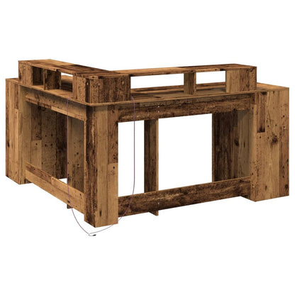Scrivania con Luci LED Legno Antico 152x152x91 cm in Truciolato - homemem39