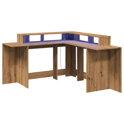 Scrivania a Luci LED Rovere Artigianale 152x152x91cm Truciolato - homemem39