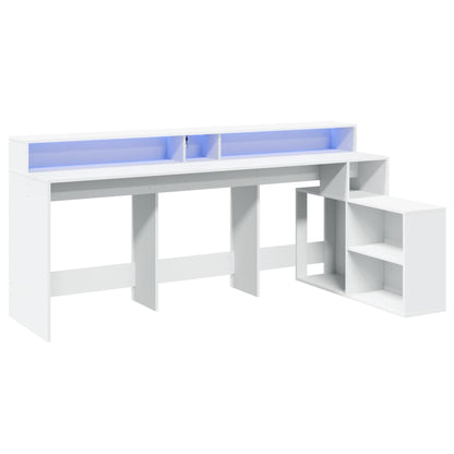 Scrivania con Luci LED Bianca 200x104x91 cm in Truciolato - homemem39