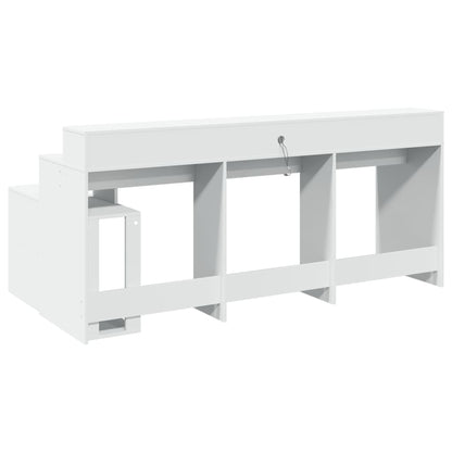 Scrivania con Luci LED Bianca 200x104x91 cm in Truciolato - homemem39