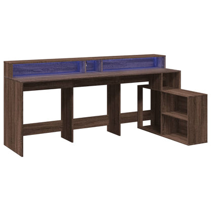 Scrivania con Luci LED Marrone Rovere 200x104x91 cm Truciolato - homemem39