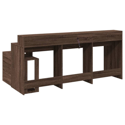 Scrivania con Luci LED Marrone Rovere 200x104x91 cm Truciolato - homemem39