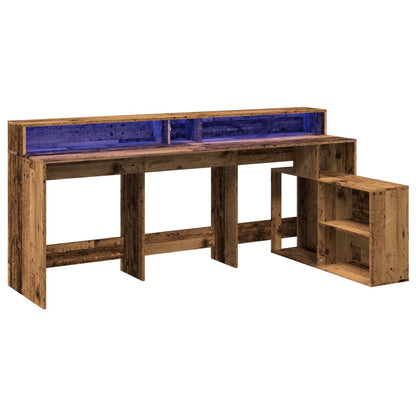 Scrivania con Luci LED Legno Antico 200x104x91 cm in Truciolato - homemem39