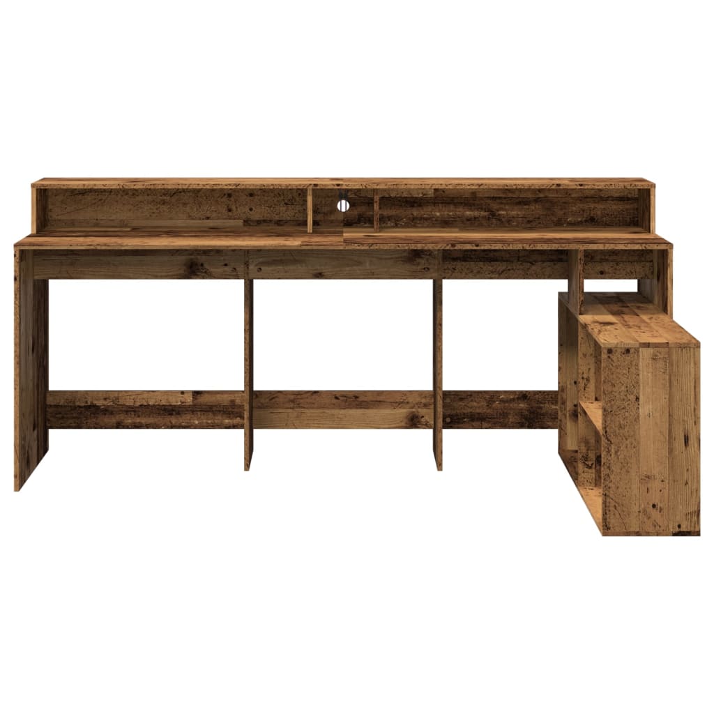 Scrivania con Luci LED Legno Antico 200x104x91 cm in Truciolato - homemem39