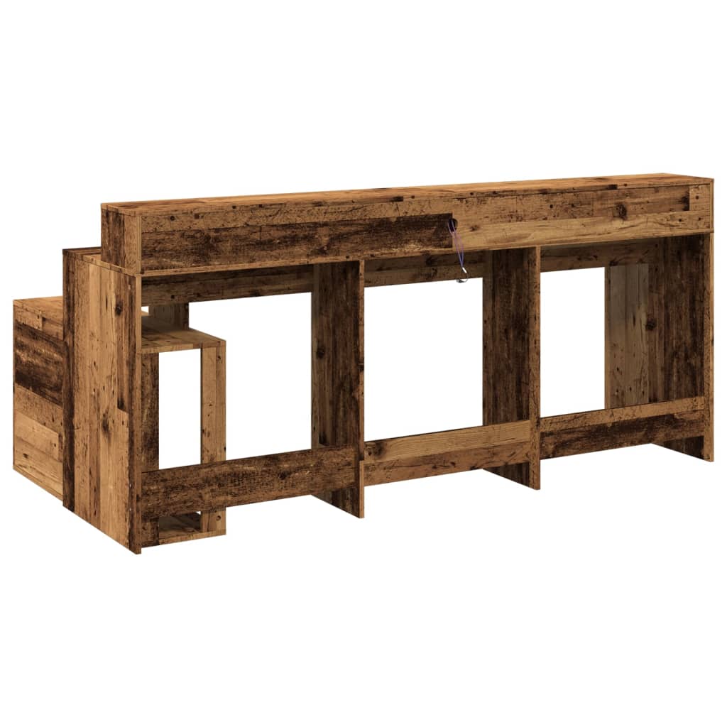 Scrivania con Luci LED Legno Antico 200x104x91 cm in Truciolato - homemem39