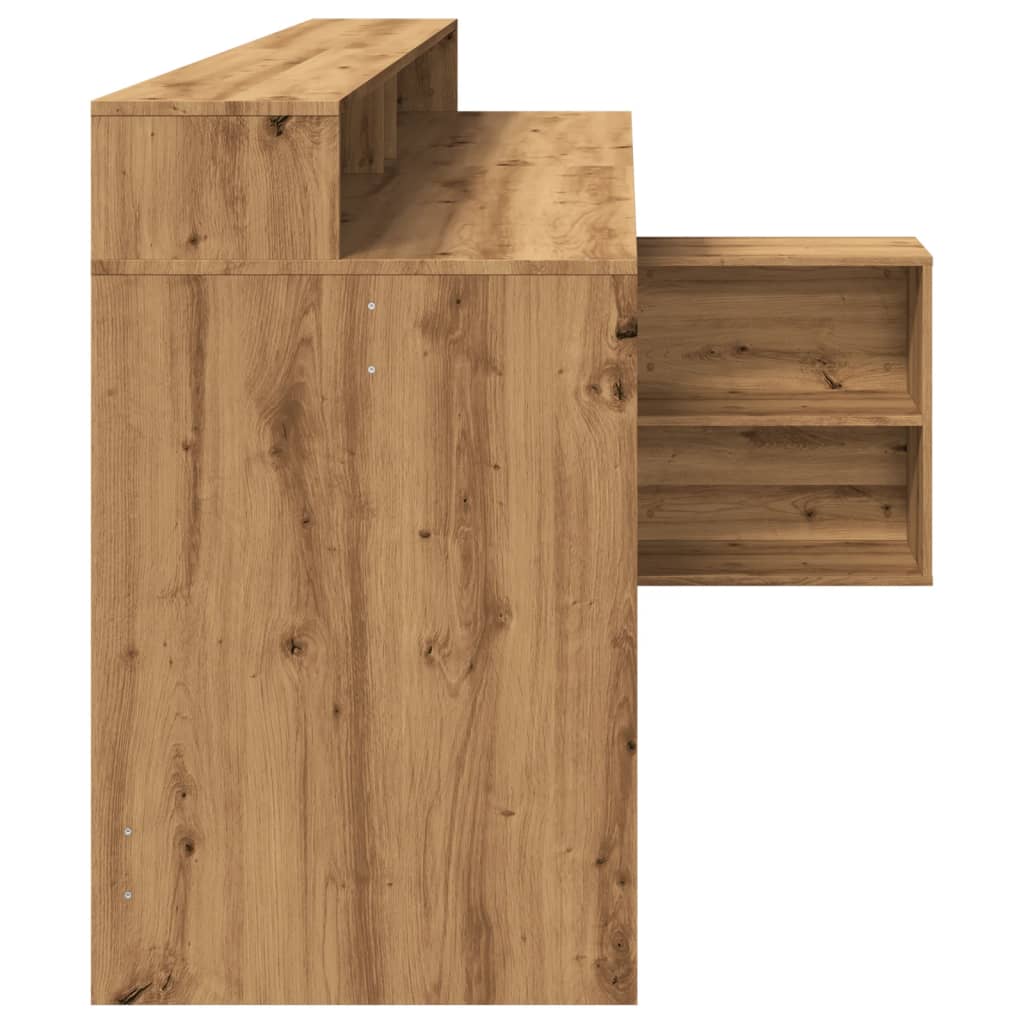 Scrivania a Luci LED Rovere Artigianale 200x104x91cm Truciolato - homemem39