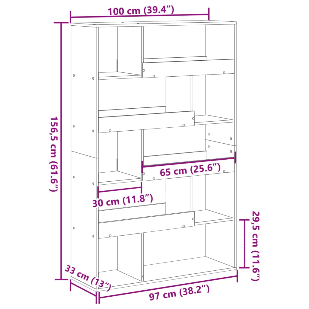 Divisorio Stanza Legno Antico 100x33x156,5 cm in Truciolato | homemem39