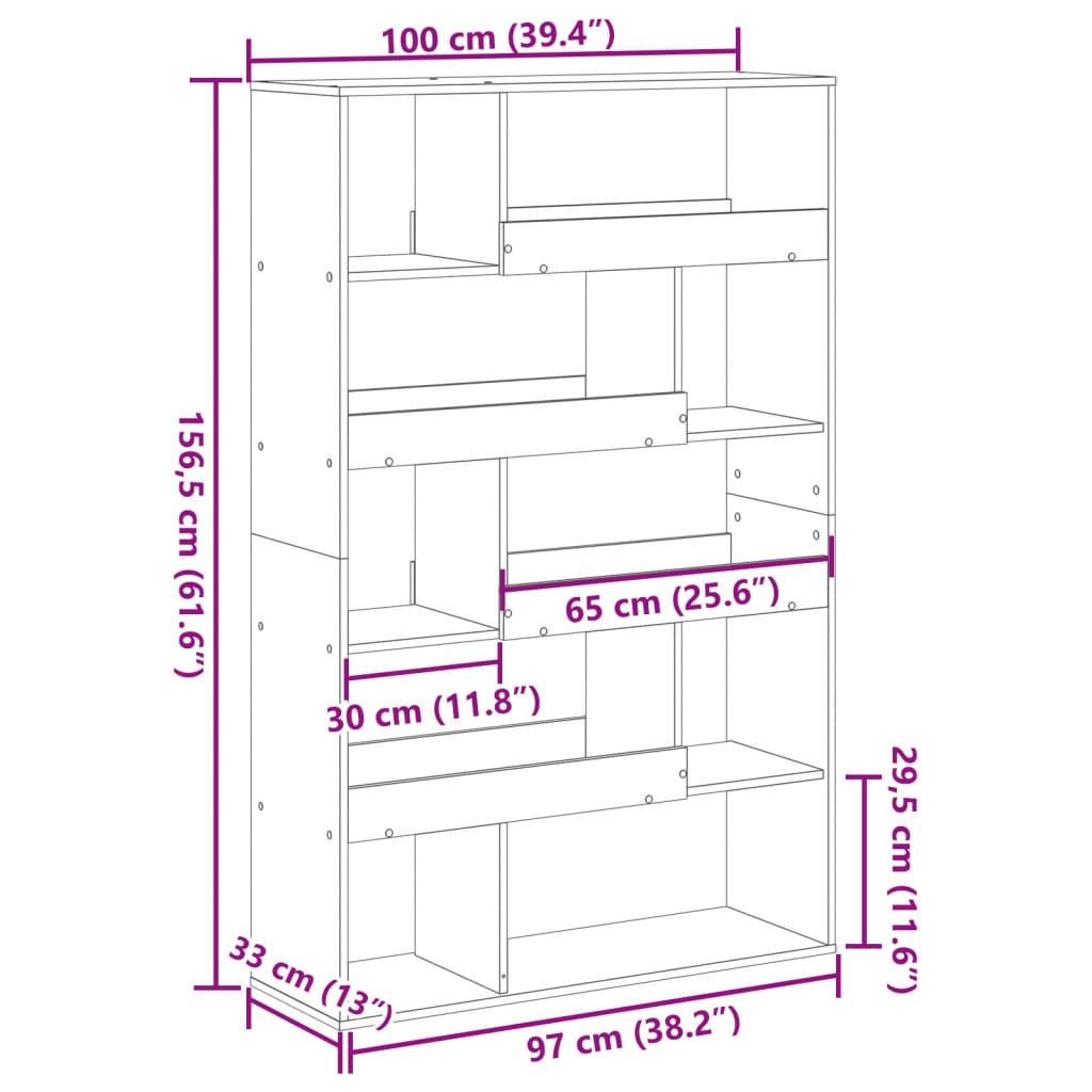 Libreria Rovere Artigianale 100x33x156,5 cm in Truciolato | homemem39