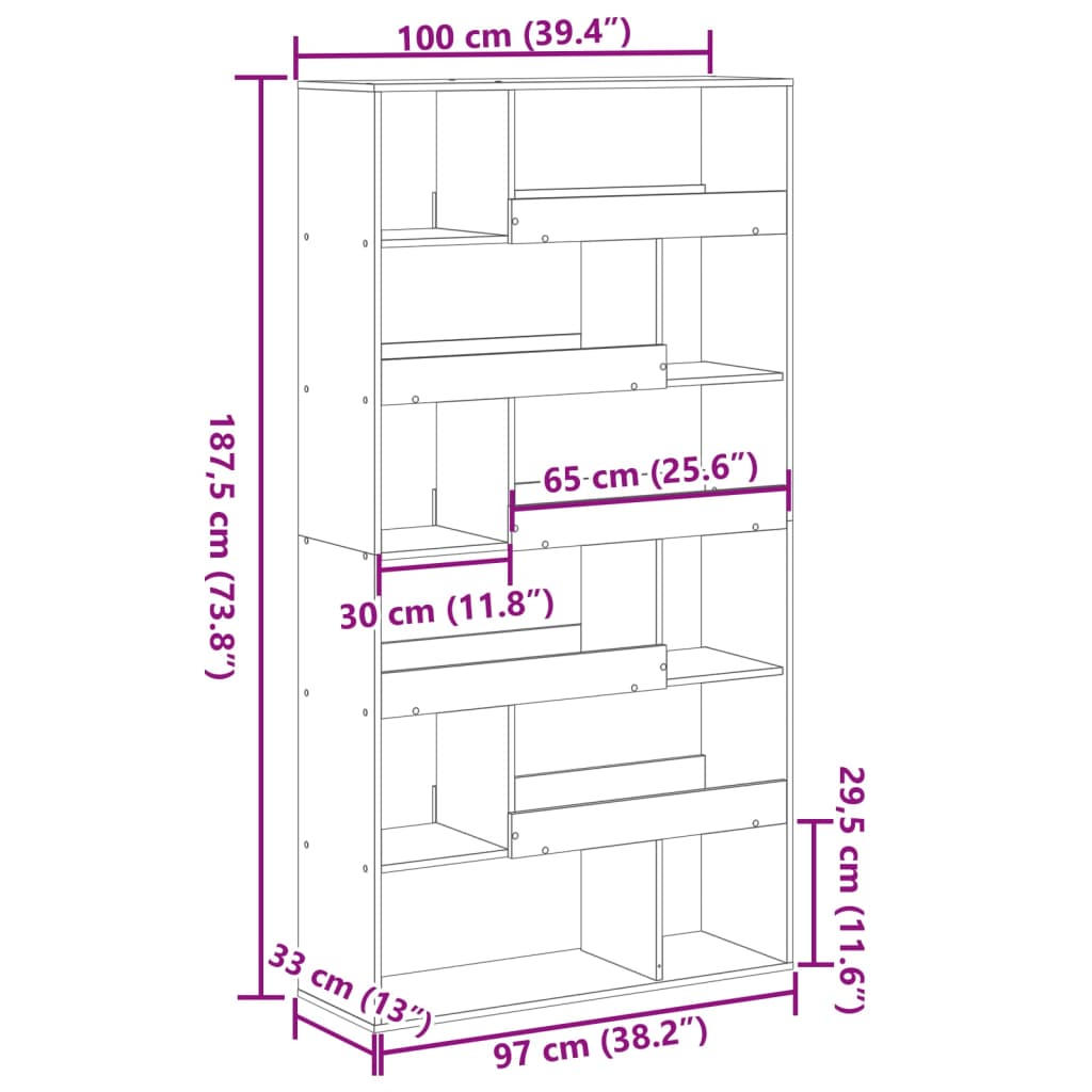Libreria Rovere Sonoma 100x33x187,5 cm in Truciolato | homemem39