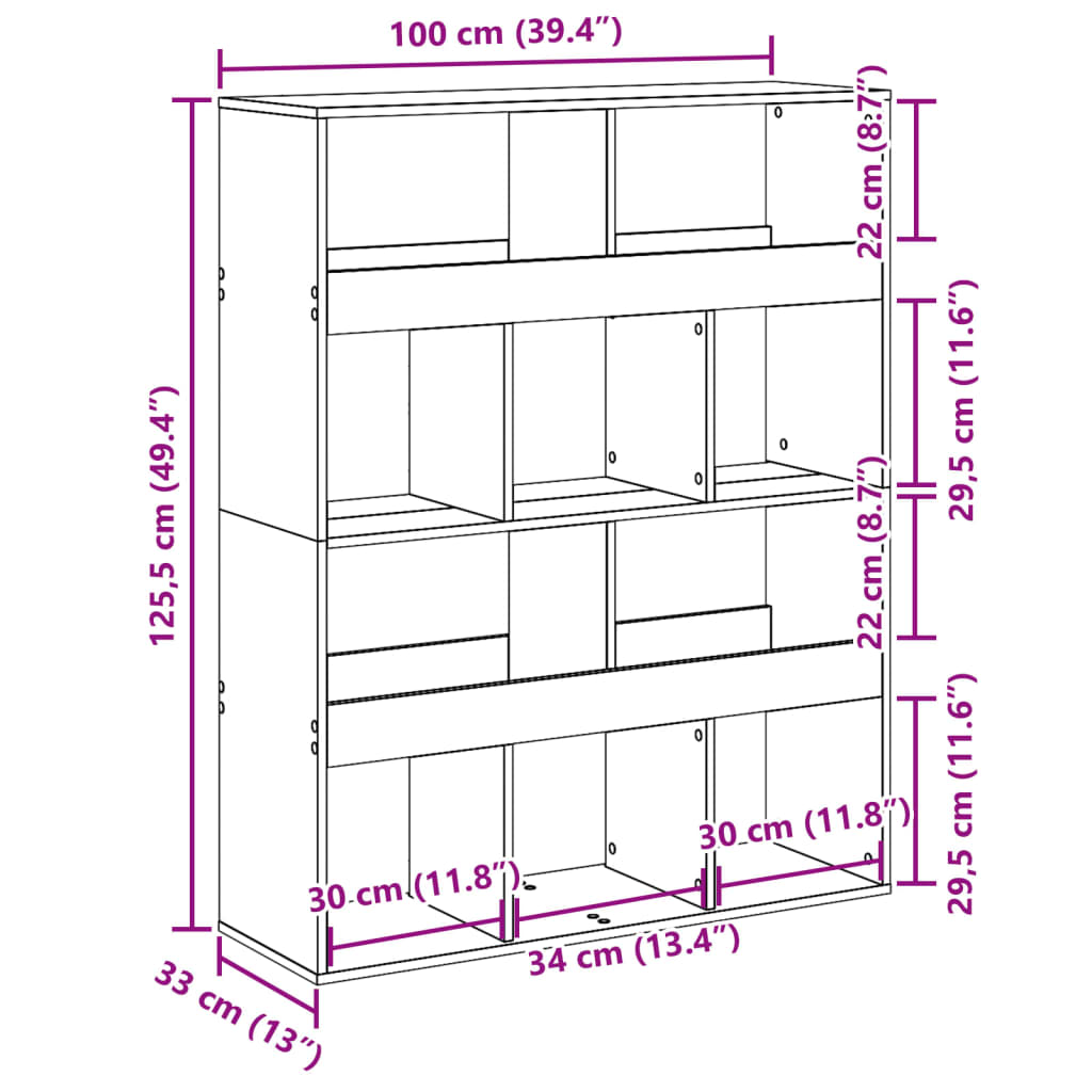 Divisorio Stanza Rovere Sonoma 100x33x125,5 cm in Truciolato | homemem39