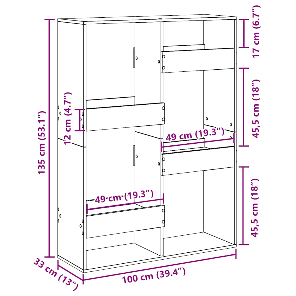 Divisorio Nero 100x33x135 cm in Truciolato | homemem39