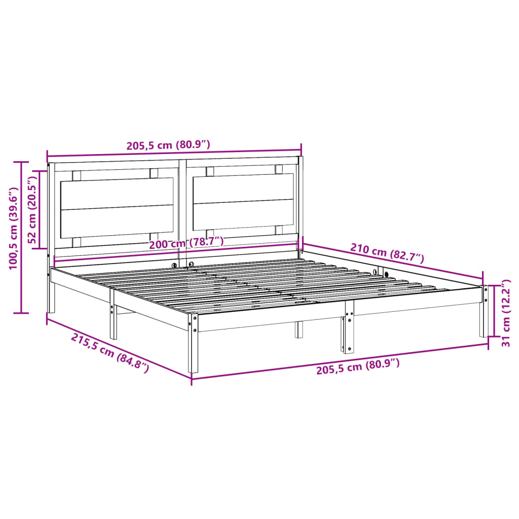 Giroletto Extra Lungo senza Materasso Bianco 200x210cm Massello | homemem39