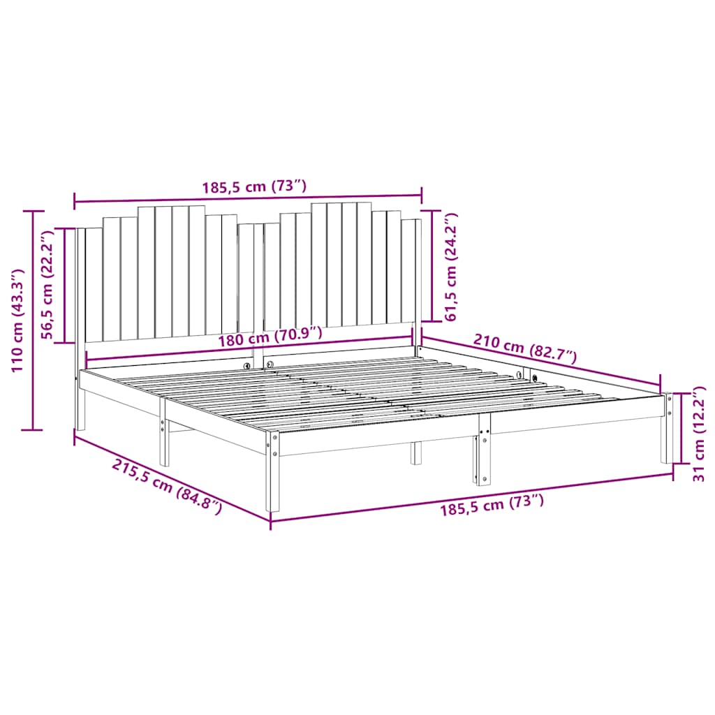 Giroletto Extra Lungo senza Materasso 180x210 cm Legno Massello - homemem39