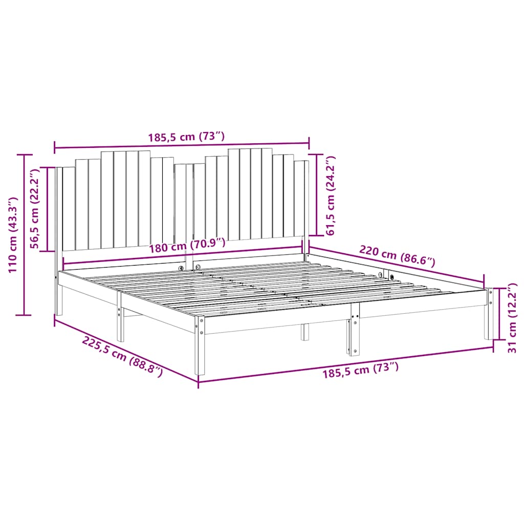 Giroletto Extra Lungo senza Materasso 180x220 cm Legno Massello - homemem39