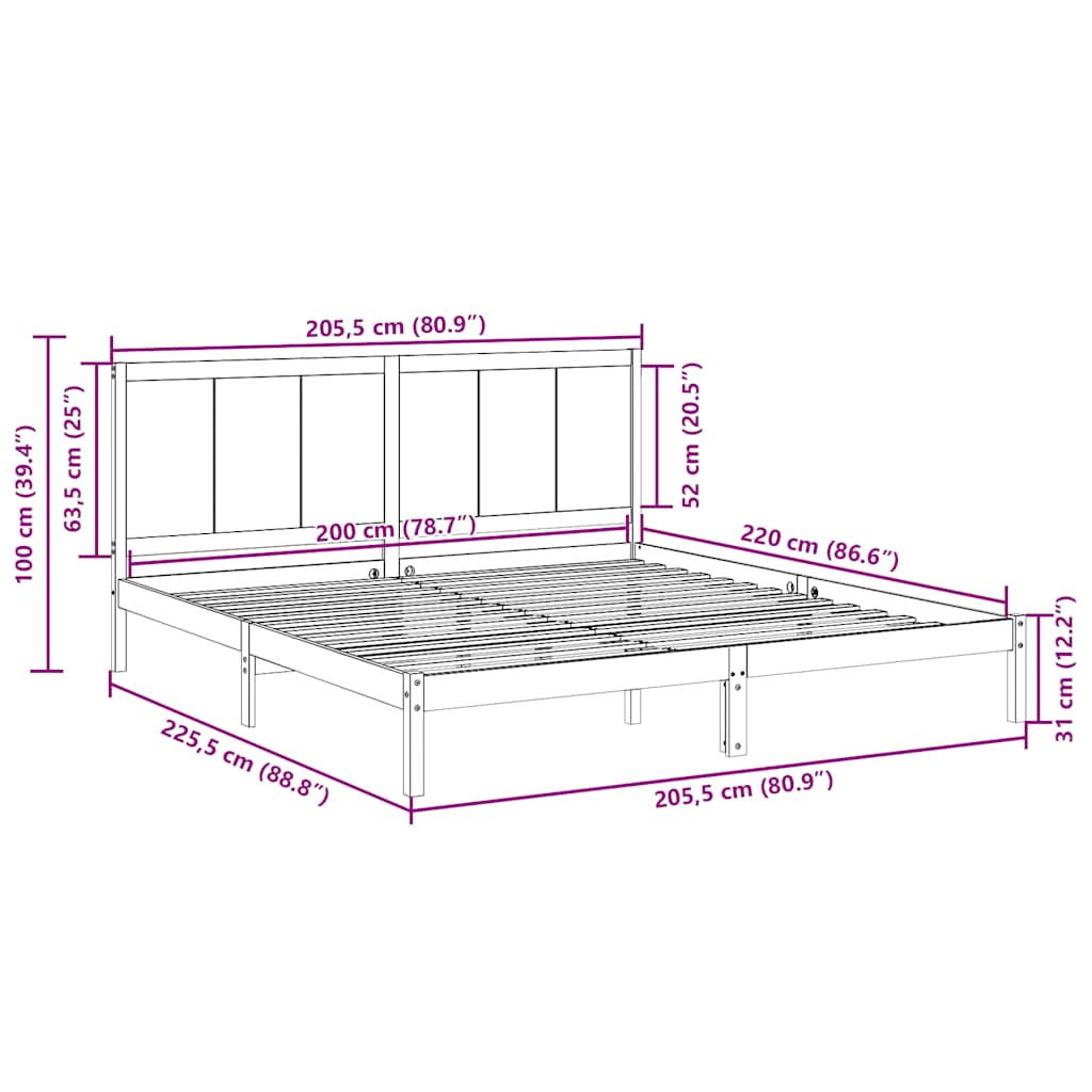 Giroletto Extra Lungo senza Materasso 200x220 cm Legno Massello | homemem39