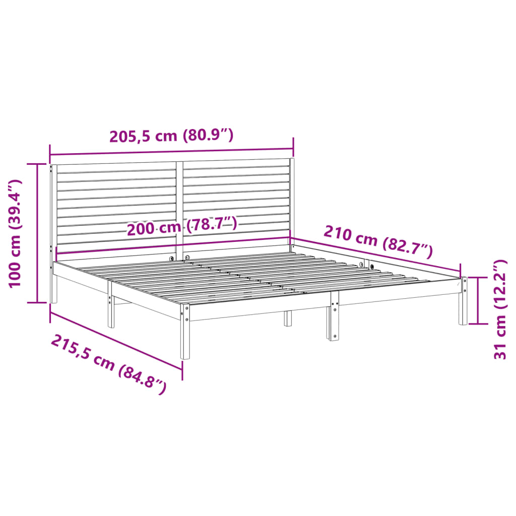 Giroletto Extra Lungo senza Materasso 200x210 cm Legno Massello | homemem39