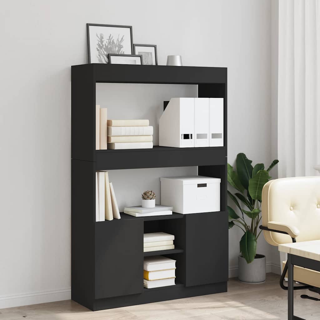 Credenza Nera 92x33x140 cm in Legno Multistrato | homemem39