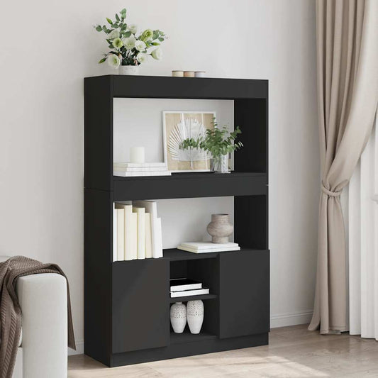 Credenza Nera 92x33x140 cm in Legno Multistrato | homemem39
