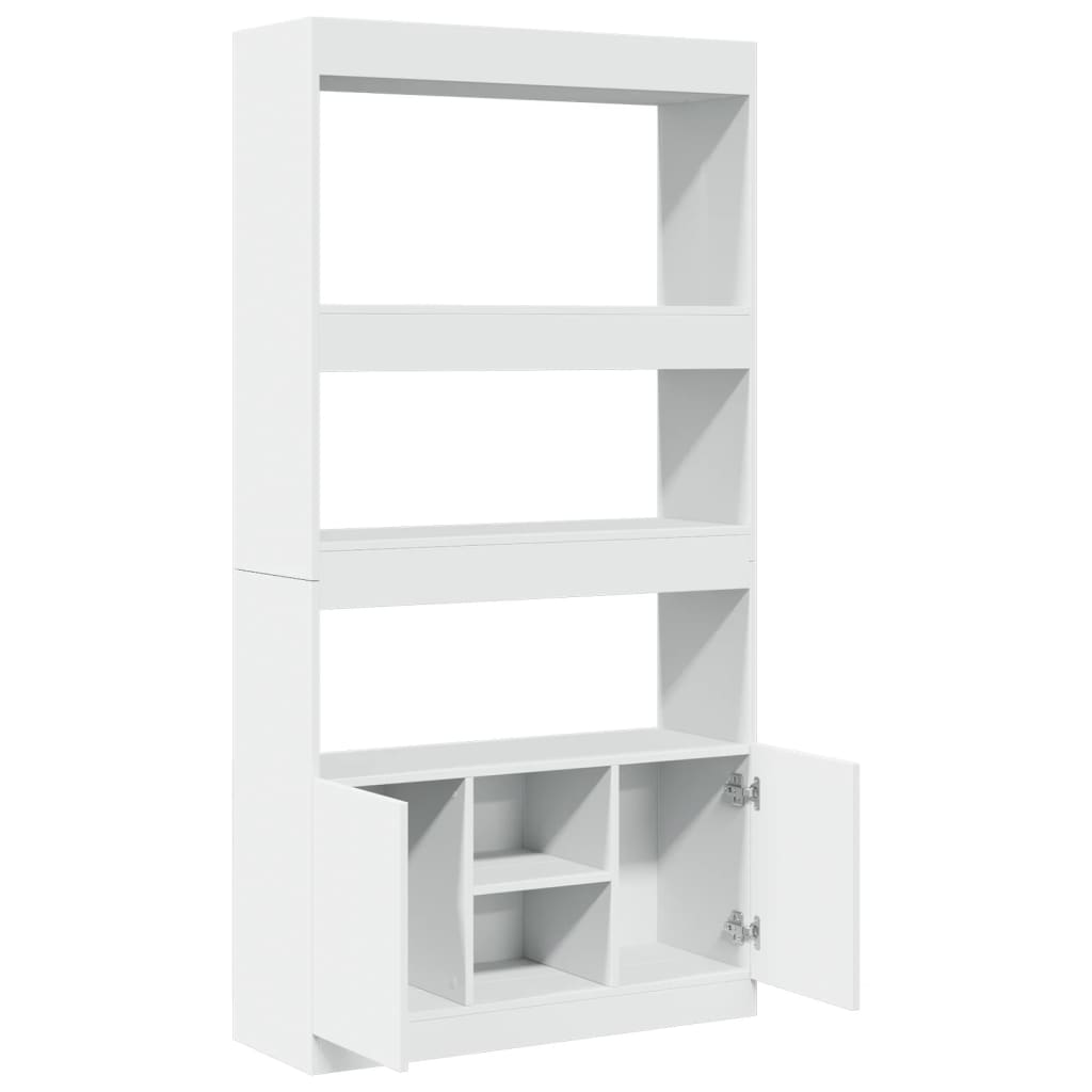Credenza Bianca 92x33x180 cm in Legno Multistrato | homemem39