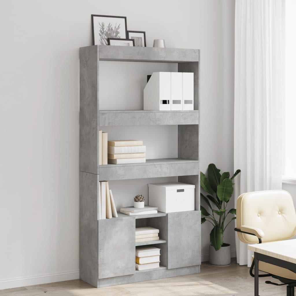 Credenza Grigio Cemento 92x33x180 cm in Legno Multistrato | homemem39
