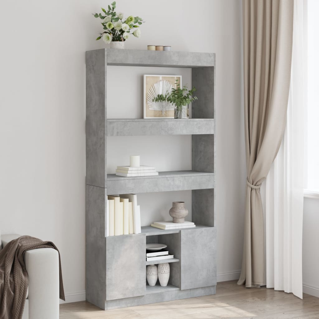Credenza Grigio Cemento 92x33x180 cm in Legno Multistrato | homemem39