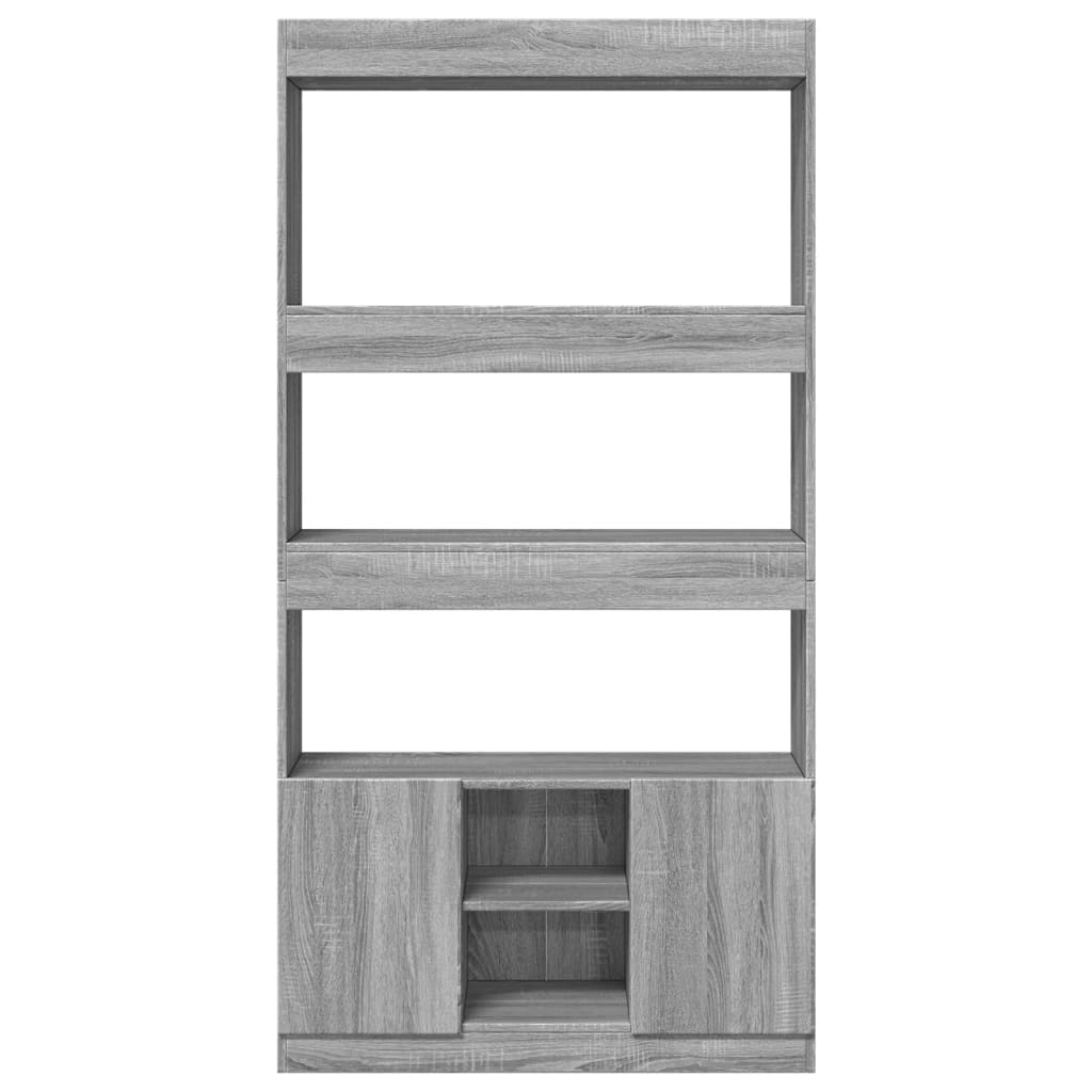 Credenza Grigio Sonoma 92x33x180 cm in Legno Multistrato