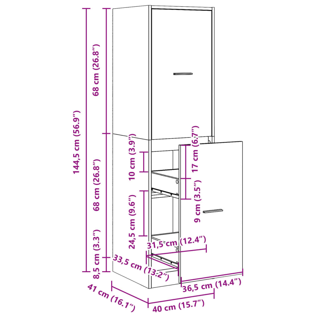 Armadietto da Farmacia Legno Vecchio 40x41x144,5 cm Truciolato - homemem39