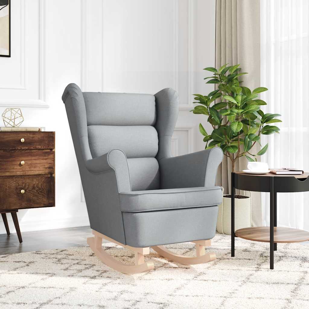 Sedia a Dondolo Grigio Chiaro 74x90x102 cm in Tessuto - homemem39