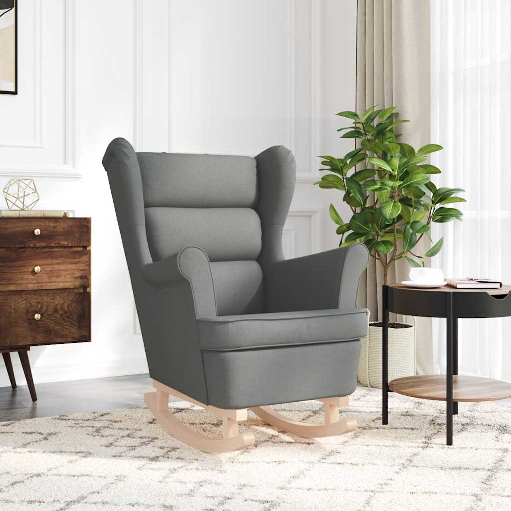 Sedia a Dondolo Grigio Scuro 74x90x102 cm in Tessuto - homemem39