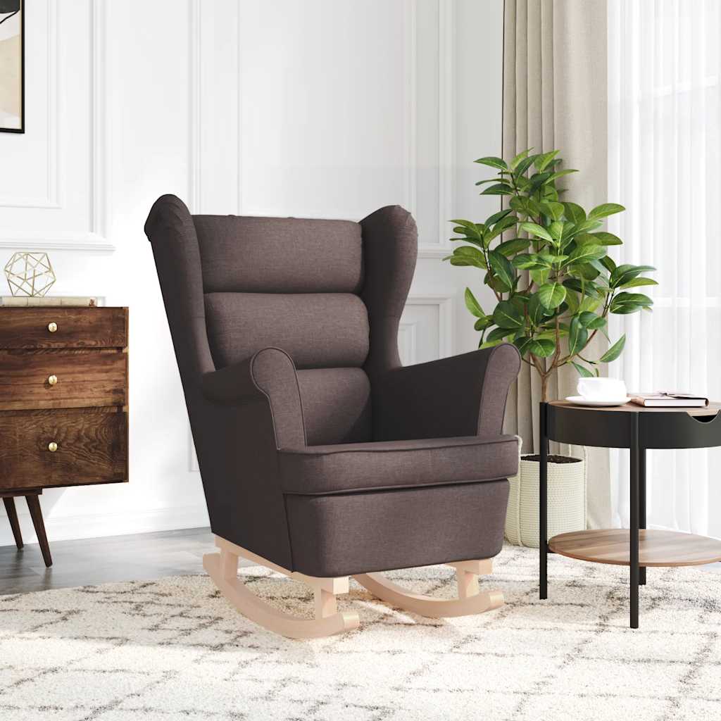 Sedia a Dondolo Marrone Scuro 74x90x102 cm in Tessuto - homemem39