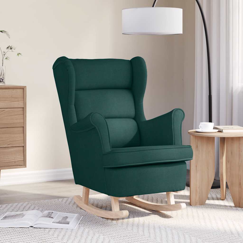 Sedia a Dondolo Verde Scuro 74x90x102 cm in Tessuto | homemem39