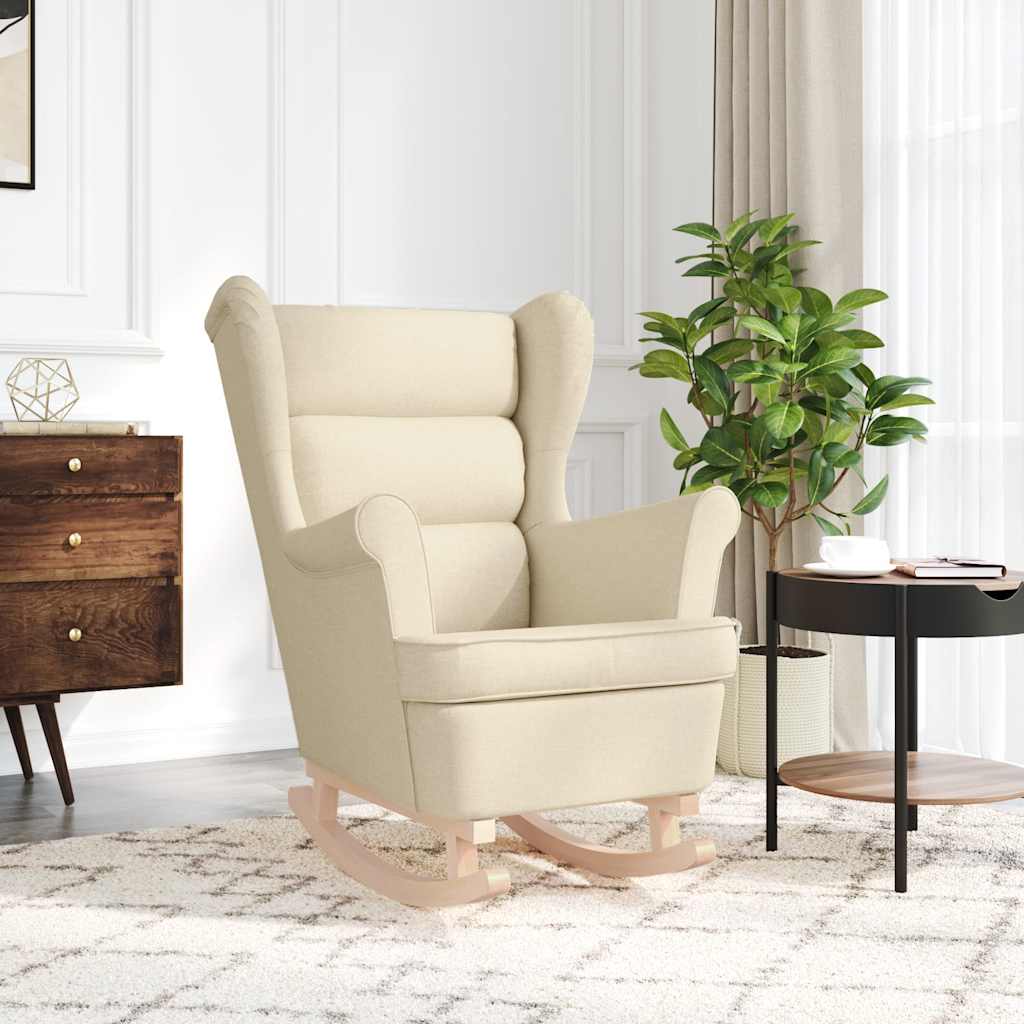 Sedia a Dondolo Crema 74x90x102 cm in Tessuto - homemem39